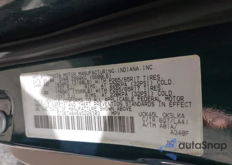 2004 Toyota Sequoia Limited V8 из США, поврежденный, VIN 5TDBT48A64S228303